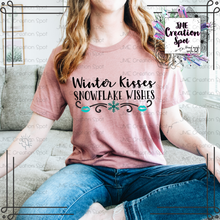Load image into Gallery viewer, Winter Kisses Snowflake Wishes T-Shirt