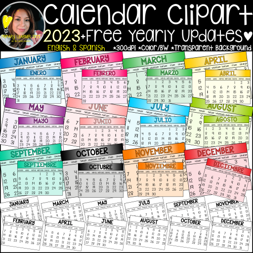 Calendar Clipart+ FREE Yearly Updates! {Calendar Clipart} {Year 2023}