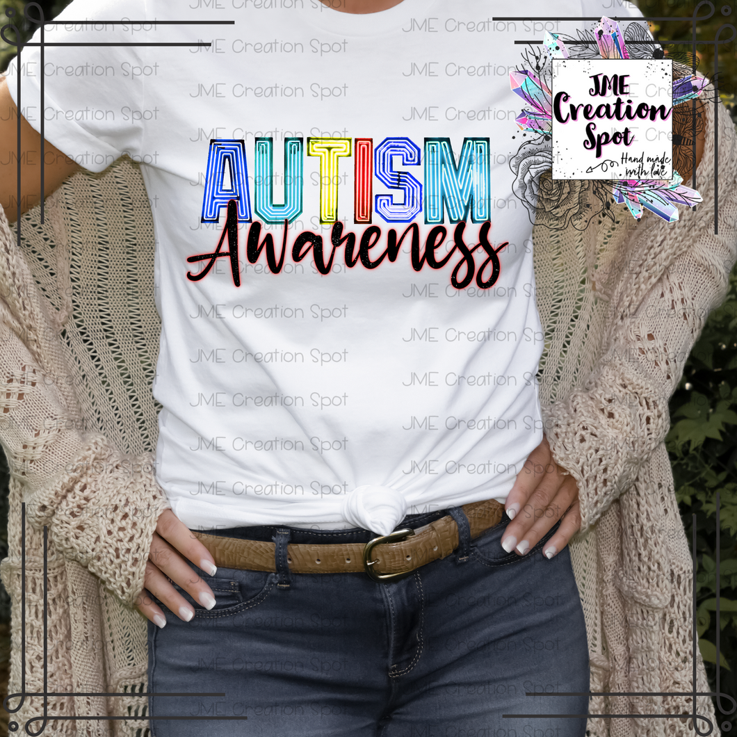 Autism Awareness Neon Lights T-Shirt