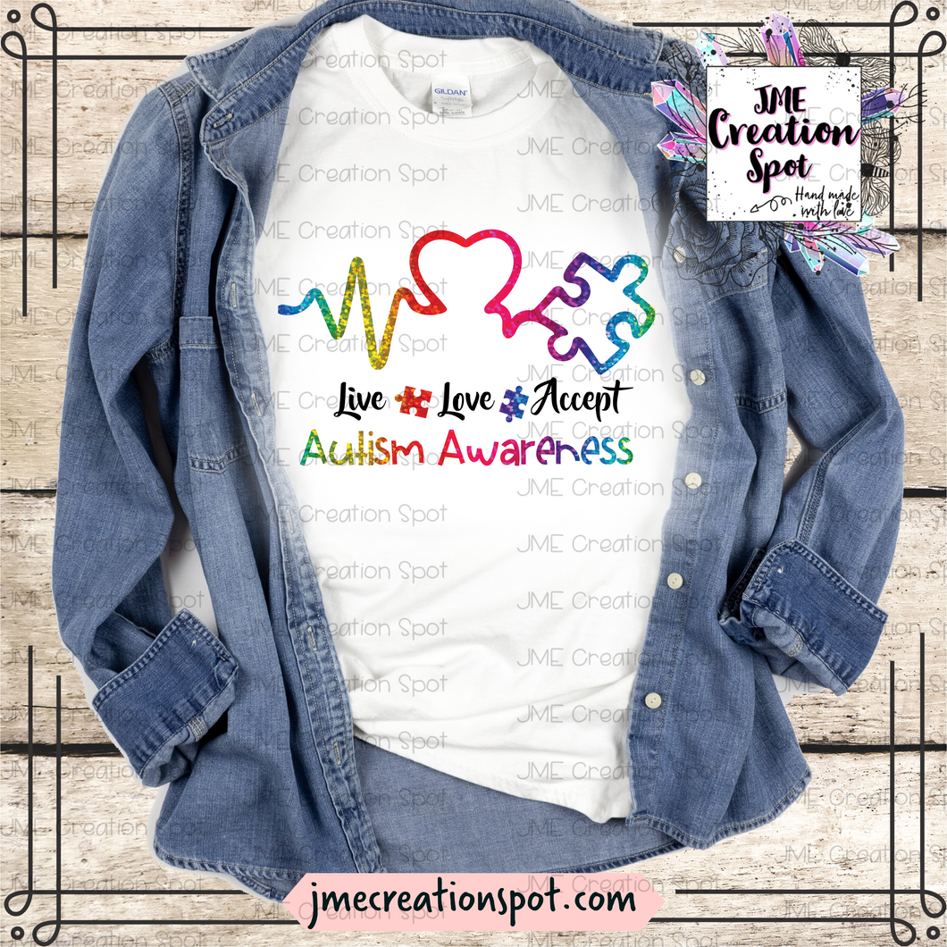 Live Love Accept Autism Awareness [Bleached]