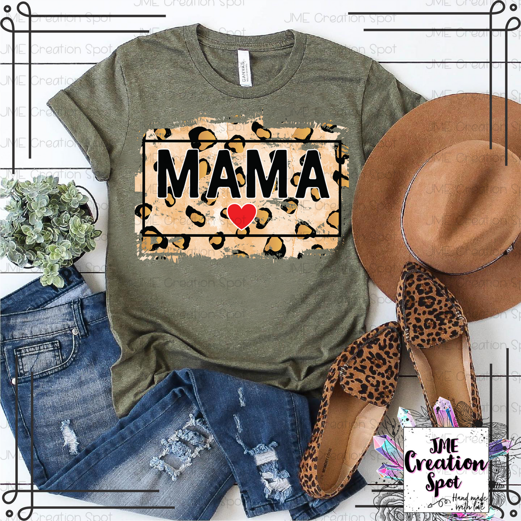 Mama Leopard Heart T-Shirt [Mom]