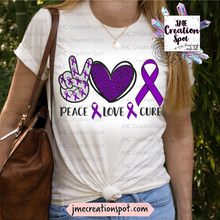 Load image into Gallery viewer, Purple Peace, Love, Cure  [Bleached]
